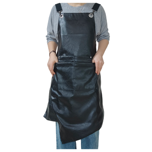 Salopette à bavette en cuir PU <span class=keywords><strong>de</strong></span> style japonais coupes <span class=keywords><strong>de</strong></span> <span class=keywords><strong>cheveux</strong></span> thé au lait magasins <span class=keywords><strong>de</strong></span> produits frais tabliers sans manches imperméables vêtements <span class=keywords><strong>de</strong></span> travail - Product Image 1