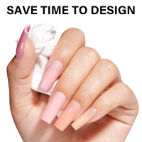 Ongles à presser carrés moyens en gel souple, style français, 5 nuances de rose nude, 140 pièces/boîte, conception à pointe renforcée