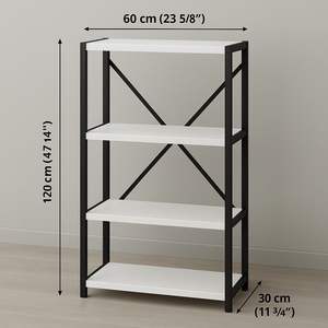 เฟอร์นิเจอร์ห้องครัว6ชั้นทำจากไม้สีขาวล้วนพร้อมชั้นวางหนังสือ - Product Image 4