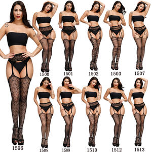 Leggings sans couture féminins cuisse haute bas dentelle jarretière Long Tube fronde maille Transparent érotique évider collants - Product Image 4