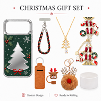 Ensemble cadeau d'accessoires de Noël personnalisés en usine : clochettes de renne, coque de téléphone, cordon de poignet, porte-clés pour iPhone 18 17 Pro Max