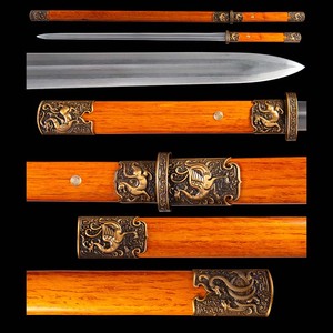 Épée chinoise Tang artisanale non affûtée, épée décorative, fourreau en bois massif pour l'exposition - Product Image 5