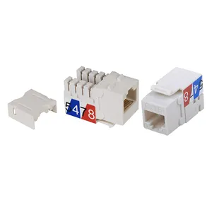 T568A/B Web Port Pelat Perempuan Konektor Modul RJ45 8P8C Tipe IDC 90 Derajat Cat6 UTP Keystone Jack