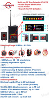 Détecteur GPS anti-espion Vodasafe VS-L7W avec détecteur de lentilles, sensibilité réglable, balayage des signaux 2G/3G/4G LTE/WiFi