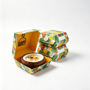 Boîtes d'emballage pour la restauration rapide en papier kraft personnalisables pour les hamburgers, le poulet frit, les frites et les en-cas cuits au four avec fermeture sécurisée - Product Image 6