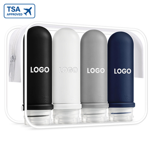 Custom Logo 4 in 1 Silicone Travel Bottle Set Leak Proof Refillable Squeezable <b>Shampoo</b> Lotion Container OEM ODM - Product Image 1