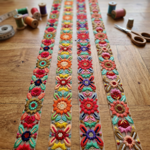Assorted Colors Designs Crocheted Organza <b>Lace</b> with Beads 100% Cotton Fabric Floral Pattern for Garment Designers Home Textiles - Product Image 2