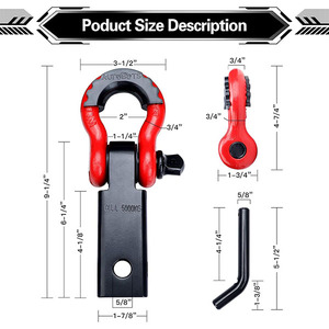 YH1747 Heavy Duty 2 ''4*4 Receptor de enganche de grillete con ganchos de remolque de anillo en D de 3/4'' - Product Image 2