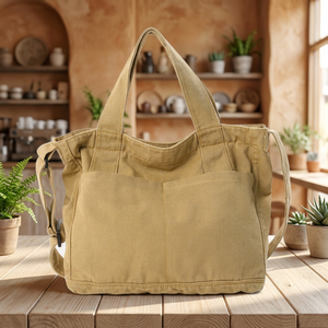 Sac fourre-tout en toile tendance avec deux sangles et fermeture éclair, grande capacité, portable, pour les voyages quotidiens et le shopping - Product Image 3