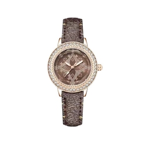<span class=keywords><strong>Montre</strong></span>-bracelet pour <span class=keywords><strong>femme</strong></span> en acier inoxydable avec cadran numérique en diamant de marque tendance, boîtier de 10 mm, <span class=keywords><strong>aiguille</strong></span> luminescente, bracelet en cuir véritable - Product Image 1