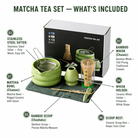 Coffret Cadeau de Noël Personnalisé Kingze : Support de Fouet Chasen en Céramique de Luxe et Bol à Matcha en Céramique avec Bec Verseur