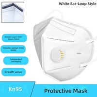 Masque respiratoire jetable blanc KN95 avec charbon actif et valve d'expiration, larges attaches auriculaires, masque de protection contre la poussière industrielle