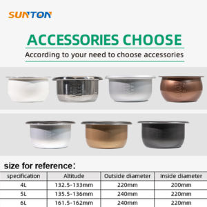 Sunton หม้อหุงข้าว0.8L แบบไม่ติดกระทะสำหรับใช้ในครัวเรือน1000ปรับแต่งได้ตามต้องการ - Product Image 5