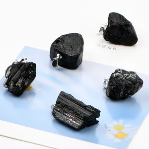 Collier de Tourmaline noire naturelle, pendentif en pierre naturelle irrégulière, pierre précieuse, bijoux à la mode, offre spéciale