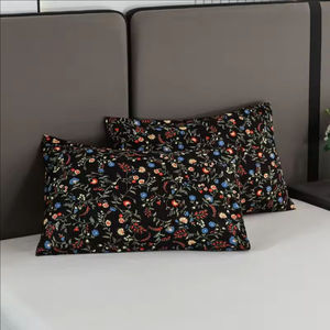 <span class=keywords><strong>Demi</strong></span>-feuille pour mise à la terre Kit de draps housse avec fleurs imprimées noires comprenant des techniques tissées de fil de terre - Product Image 5