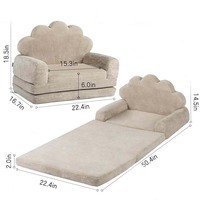 Canapé-lit convertible 2-en-1 en peluche douce pour tout-petits, fauteuil pour enfants pour salon, salle de jeux, appartement