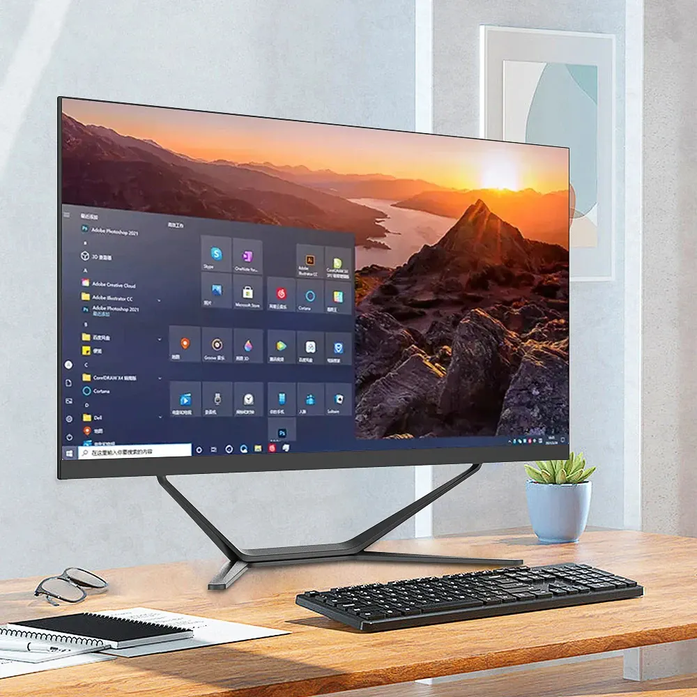 Komputer Desktop game, layar penuh 27 inci komputer PC semua dalam satu PC