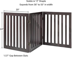 Barrière de sécurité pour animaux de compagnie autoportante de 24 pouces de haut, barrière en bois pour chat et chien, porte, escalier, clôture pliable, barrière <span class=keywords><strong>extensible</strong></span> pour la maison, utilisation en intérieur - Product Image 5