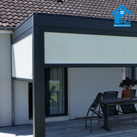 Pergola d'extérieur en aluminium Gazebo Persiennes de toit réglables bioclimatiques de luxe Ecran LED motorisé en alliage plastique à distance 3x4