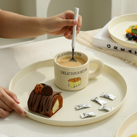 Plateau rond en céramique, plateau à eau et à thé pour la maison, plateau de service esthétique haut de gamme pour hôtel, rangement de collations et de nourriture
