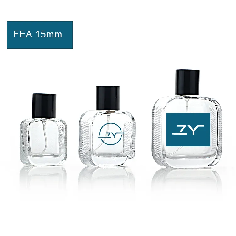 2023 New Design 30ml 50ml 100ml Square Perfume Glass Bottle High quality Crimp Sprayer Parfum Bottle