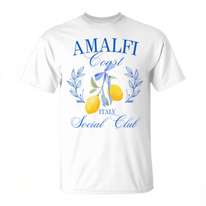 T-shirt Social Club della Costa Amalfitana Italia, design limone, bianca, unisex - Product Image 2
