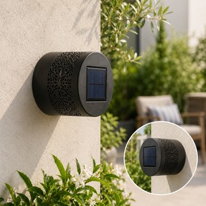 Lanterne solaire décorative <span class=keywords><strong>murale</strong></span> pour extérieur, lampe <span class=keywords><strong>murale</strong></span> creuse en métal à énergie solaire pour jardin, décoration de cour - Product Image 2