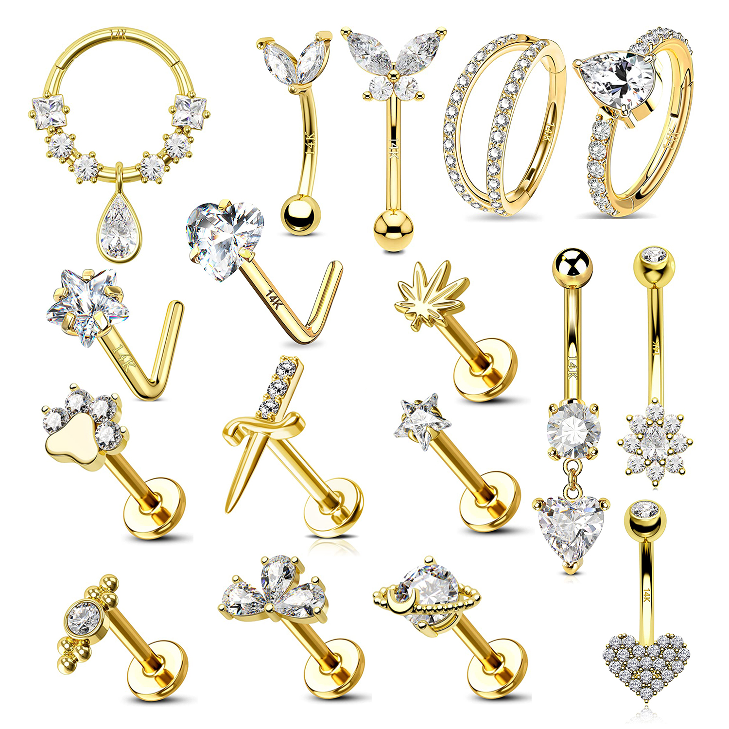 solid gold piercing jewelry