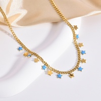 Chaînes en acier titane de luxe léger pour femmes, couleur or 18 carats, inaltérable, avec étoile bleue à cinq branches, style sportif et personnalisé