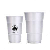Vente en gros de tasses classiques en aluminium pour boissons froides, mugs à bière pour bar et fête, bord roulé, logo personnalisé, réutilisables, qualité alimentaire, couleur/taille personnalisées