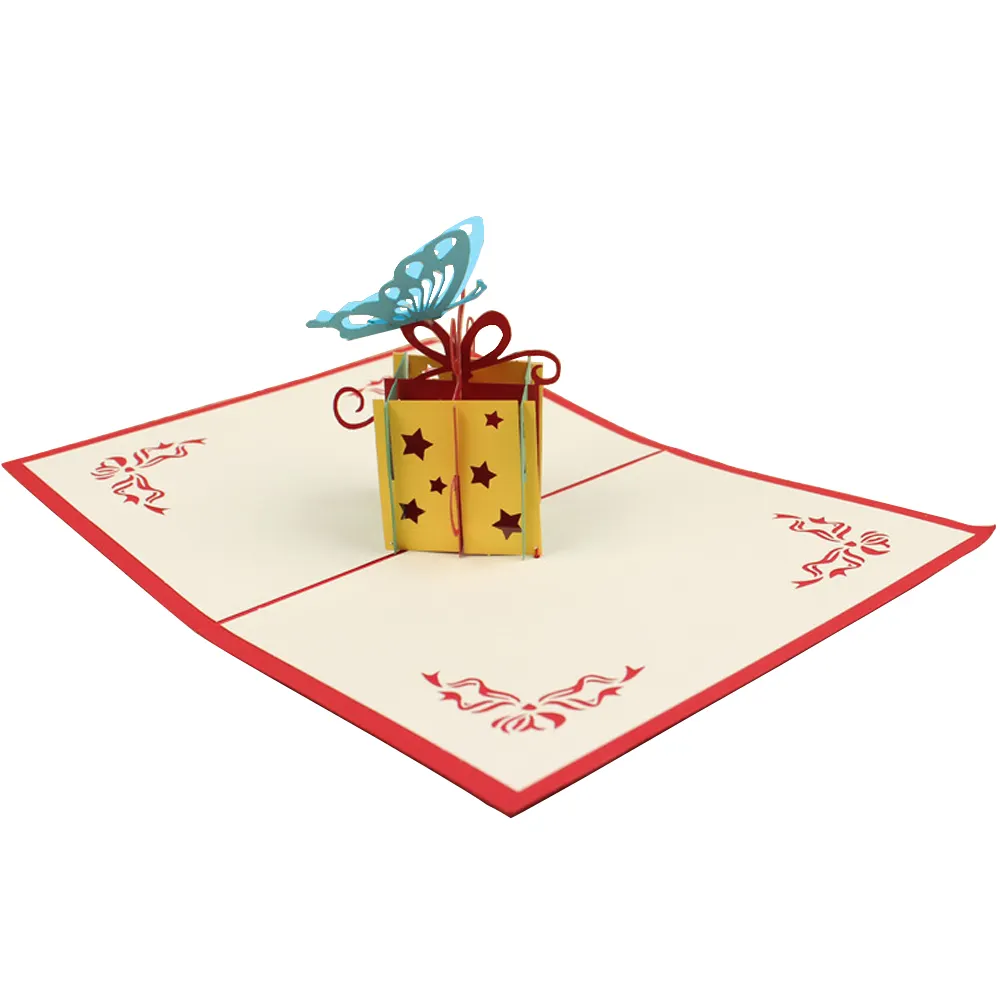 はがきクリスマス明けましておめでとうギフトグリーティングカード誕生日パーティーの招待状3D折りたたみ誕生日カードポップアップカード