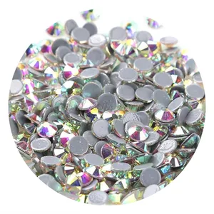 China Crystal Glass Stone Supplier Crystal AB Color Flatback Iron On Strass Hotfix Rhinestone Crystal