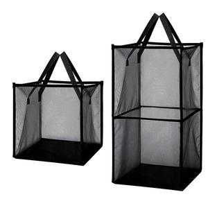 Square Mesh <b>Standing</b> Type Large Foldable <b>Laundry</b> Basket & Clothing Organizer for Bathroom Storage - Product Image 5