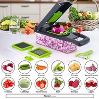 Hachoir à légumes multifonctionnel 14-en-1 professionnel pour carottes, ail et oignon – Coupe-légumes et trancheuse de cuisine