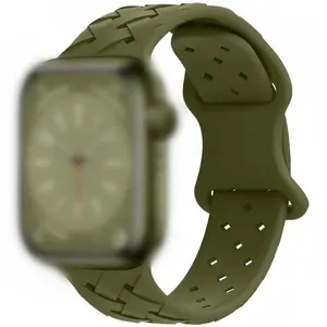 Apple Watch stra 6/7/8ストラップ用のソフトシリコンウォッチストラップバンブーウィーブパターンスポーツ