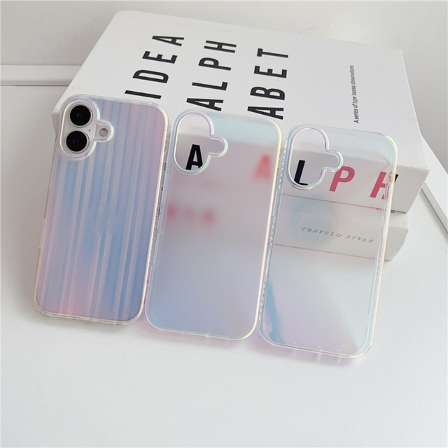 Hybrid Phone case for Iphone 16 Pro Max Tpu PC 2 in 1 Hybrid Holographic Color Changes Shockproof Phone Case