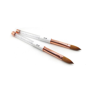 Pinceau à ongles plat en acrylique avec manche métallique taille 10, 100 % Kolinsky, tube plat, OEM, marque privée pour usage en salon - Product Image 3