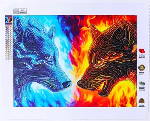 30x40cm हीरा पेंटिंग 5d क्रिस्टल किट भेड़िया डिजाइन मखमल कैनवास सजावट पेंटिंग