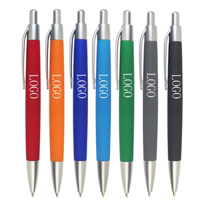 Bolígrafo de Tacto Suave con Clic, Cuerpo de Plástico Naranja, Punta Metálica, para Oficina y Escuela, Tinta Negra, Juego de Bolígrafos de Varios Colores - Product Image 1