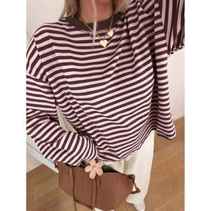 เสื้อสเวตเตอร์คอเรือลายทางสีชมพูอมเทา ไซส์ XS สำหรับผู้หญิง - Product Image 6