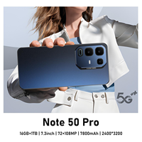 Smartphone Note 50 Pro 5G Baterai 7000mAh Android 15.0 Layar HD OLED 90Hz CPU Deca Core 16GB+1TB Penyimpanan LTE CDMA 108MP Dual