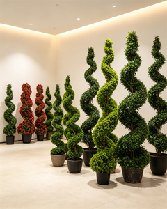 Arbre artificiel en spirale en pot, cyprès rose rouge, buis en spirale, plante artificielle torsadée pour l'aménagement paysager d'hôtels et les terrasses - Product Image 5