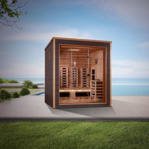 Sauna de Barril Comercial de Lujo para 2 Personas, Interior/Exterior, con Estufa Eléctrica de 9KW, Vapor Seco, Infrarrojos Lejanos, Inteligente, de Cedro Rojo/Hemlock 1 - Product Image 4