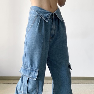 Customized 2025 New Arrival V High Waist Cargo Pants Loose Baggies With logo Jeanswomen Baggy Jeans Homme - Product Image 4