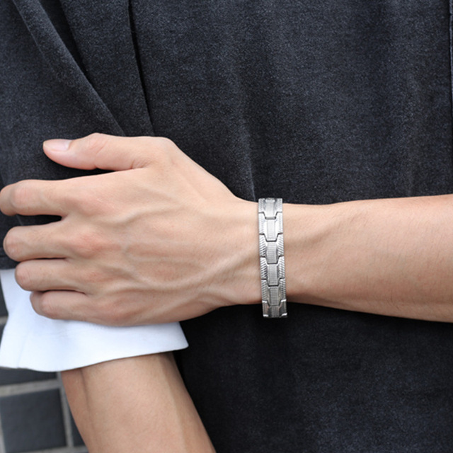 Custom Stainless Steel Jewelry Energy Stone Detachable Magnetic Anti-static Negative Ion Energy Bracelet for Men