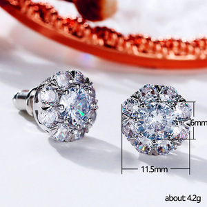 Flower Pave Crystal Stud Earrings for Women Floral Minimalist Daily Wear Fashion Accessories - Product Image 5