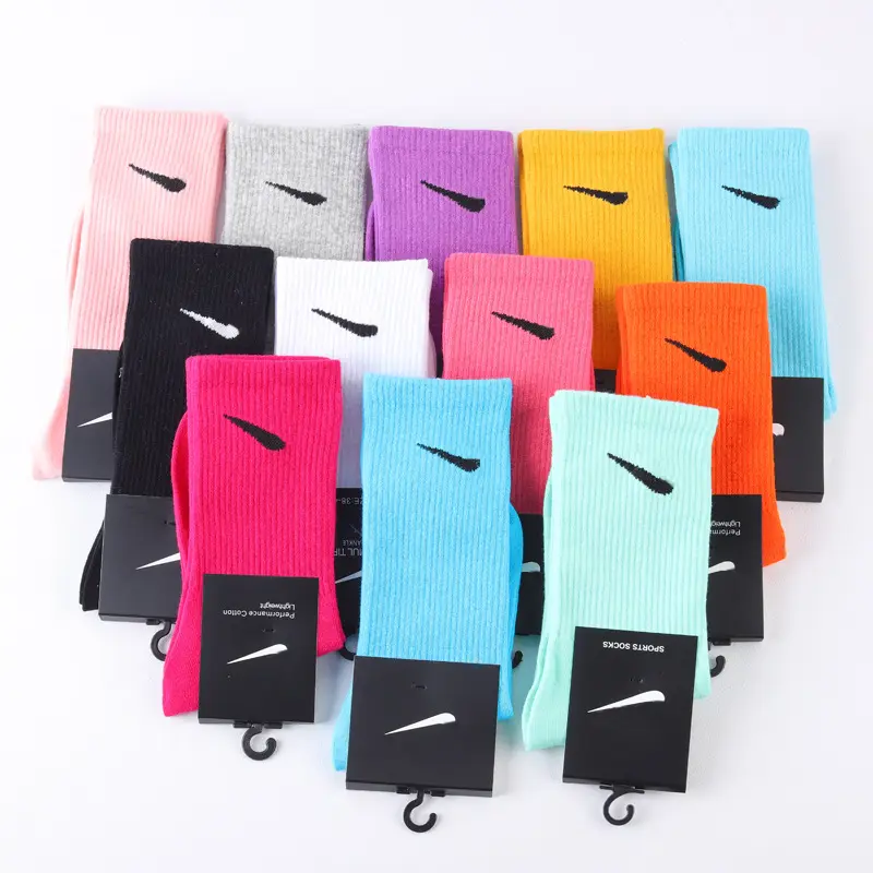 2022 New Cheap Wholesale Socks Thin Candy Color Cotton Tube Women Branded Graffiti luxury NK Sport Socks