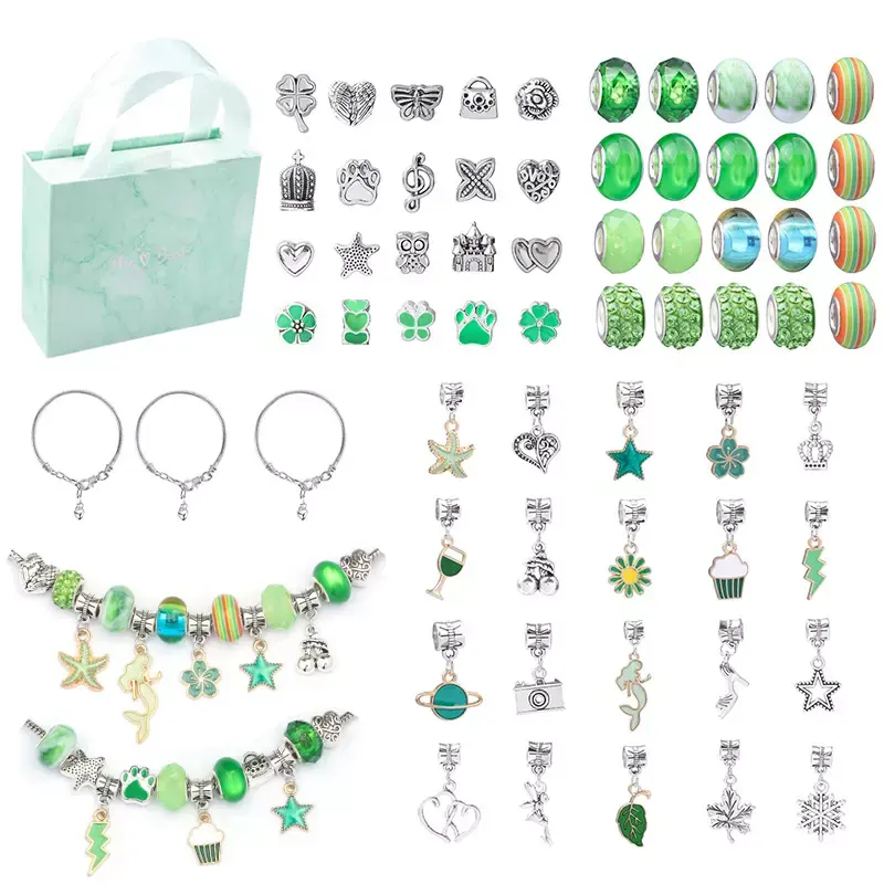Green style color for metal charming bracelet making for kids birthday gift for friend DIY bracelet maker kit
