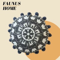 Pouf et taie d'oreiller ronds brodés à la main Maroc-Inde, oreiller tricoté, coussin de sol bohème pour fenêtre en baie, pour maison d'hôtes et hôtel