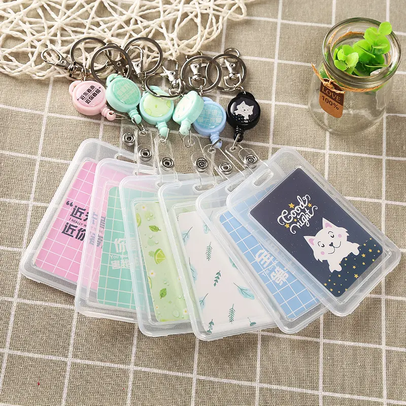 Flexible transparent key chain creative certificate bus card student small fresh protection access card cover